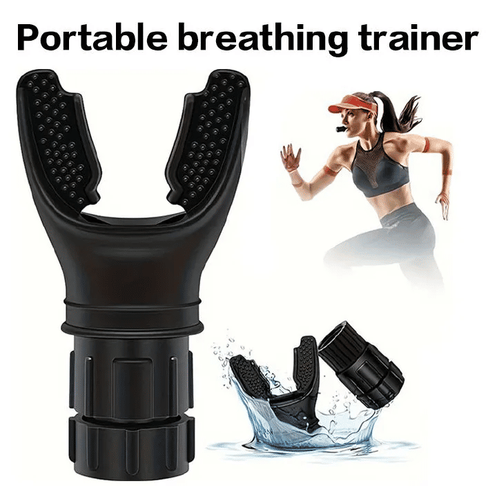 Portable Lung Breathing Exerciser Adjustable Resistance Respiratory Trainer Black