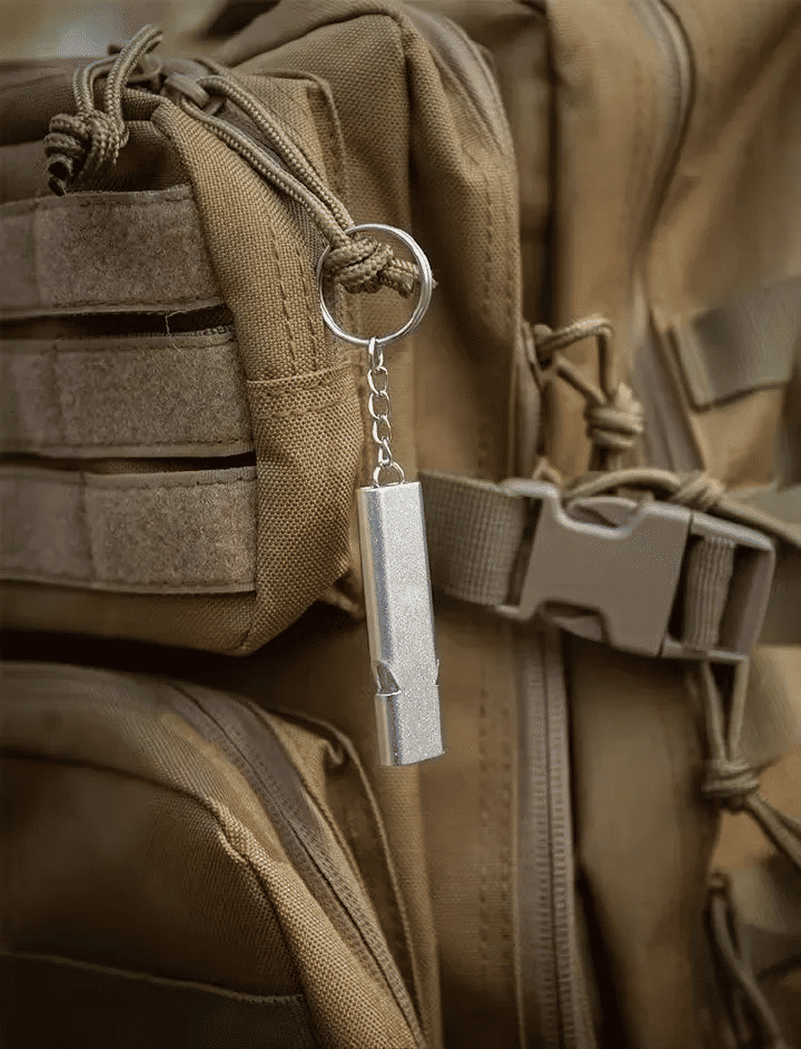 2-Piece Aluminum Alloy Emergency Whistle High-Decibel Survival Tool with Keychain Translucent