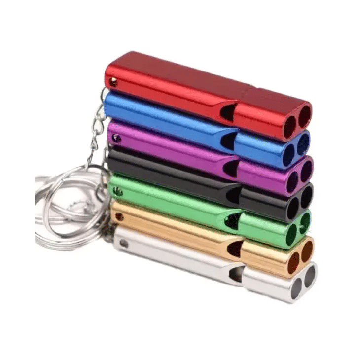 2-Piece Aluminum Alloy Emergency Whistle High-Decibel Survival Tool with Keychain Translucent