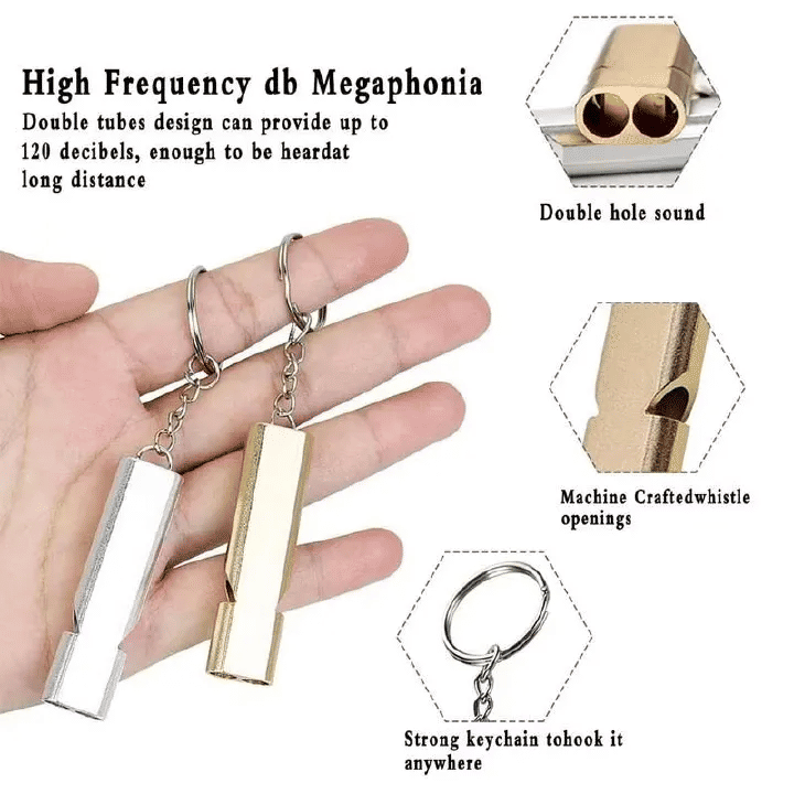 2-Piece Aluminum Alloy Emergency Whistle High-Decibel Survival Tool with Keychain Translucent