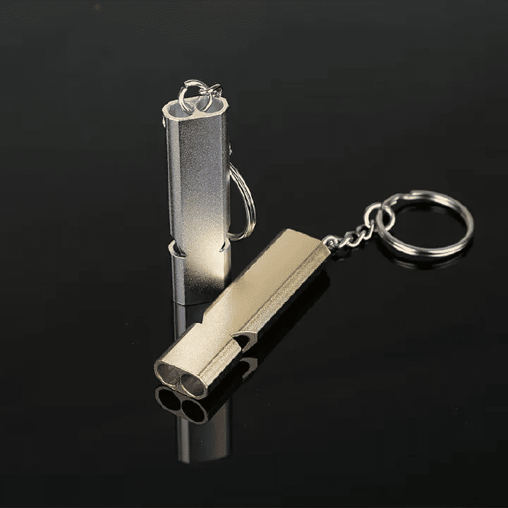2-Piece Aluminum Alloy Emergency Whistle High-Decibel Survival Tool with Keychain Translucent