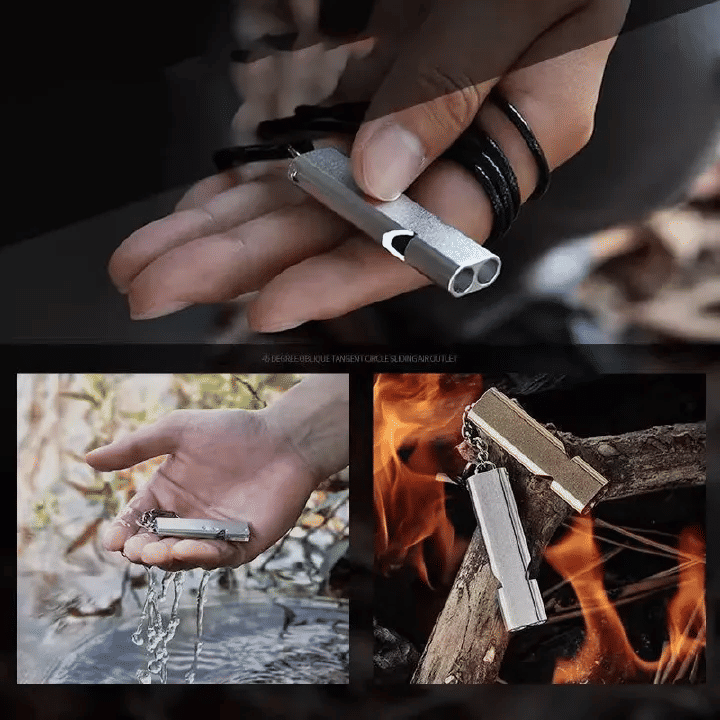 2-Piece Aluminum Alloy Emergency Whistle High-Decibel Survival Tool with Keychain Translucent