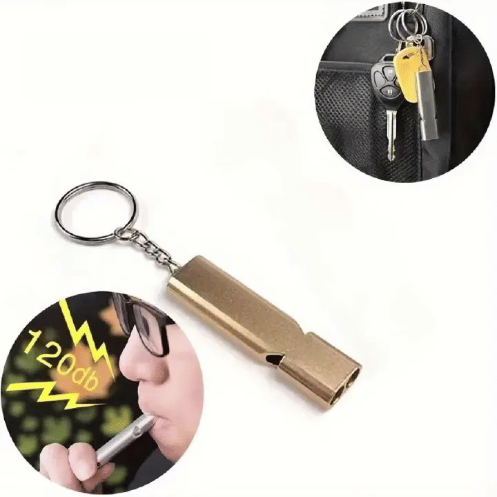2-Piece Aluminum Alloy Emergency Whistle High-Decibel Survival Tool with Keychain Translucent