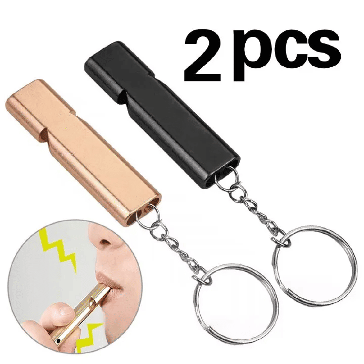 2-Piece Aluminum Alloy Emergency Whistle High-Decibel Survival Tool with Keychain Translucent