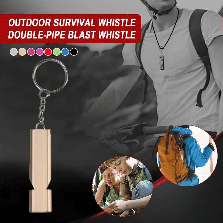 2-Piece Aluminum Alloy Emergency Whistle High-Decibel Survival Tool with Keychain Translucent
