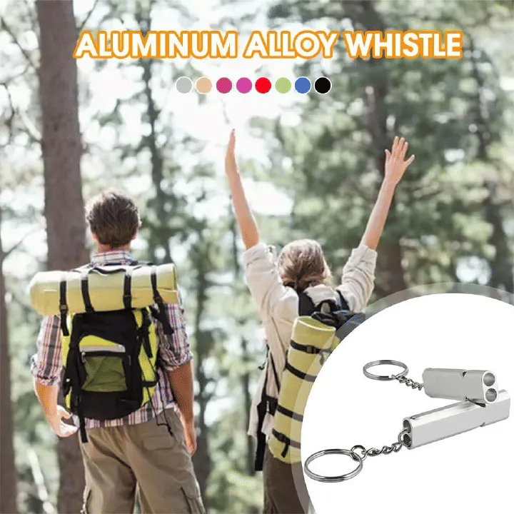 2-Piece Aluminum Alloy Emergency Whistle High-Decibel Survival Tool with Keychain Translucent