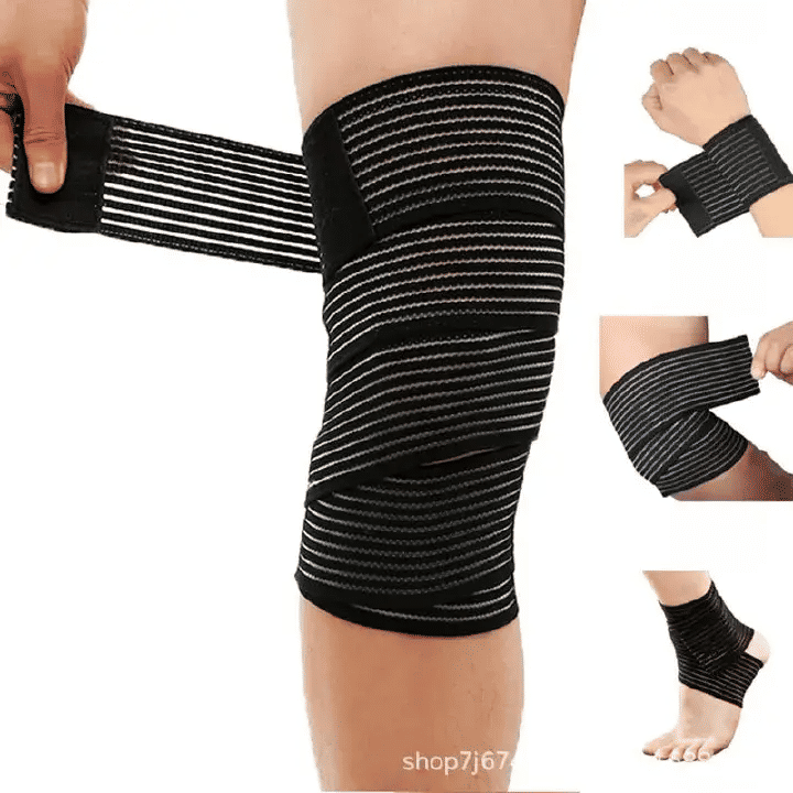 Elastic Bandage Compression Knee Support Sports Strap Protector Brace Medium Nylon Black