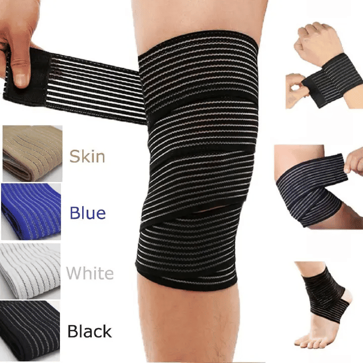 Elastic Bandage Compression Knee Support Sports Strap Protector Brace Medium Nylon Black