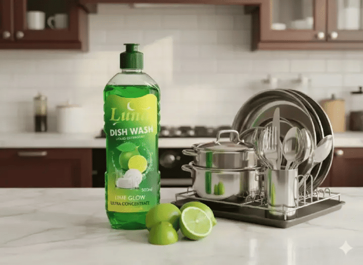 Luna Lime Glow Dish Wash 500ml Liquid Detergent Lime Fragrance Scent
