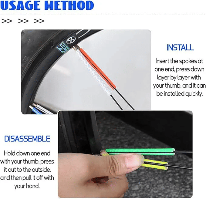 12-Piece Bicycle Spoke Reflectors 3.15in 360-Degree Visibility Safety Clips Yellow