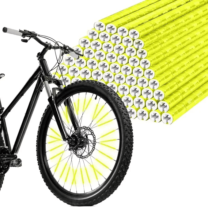 12-Piece Bicycle Spoke Reflectors 3.15in 360-Degree Visibility Safety Clips Yellow