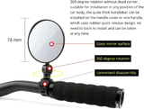 Bike Auxiliary Rearview Mirror Handlebar Mount 360 Degree Adjustable Wide Angle Cycling Mirrors