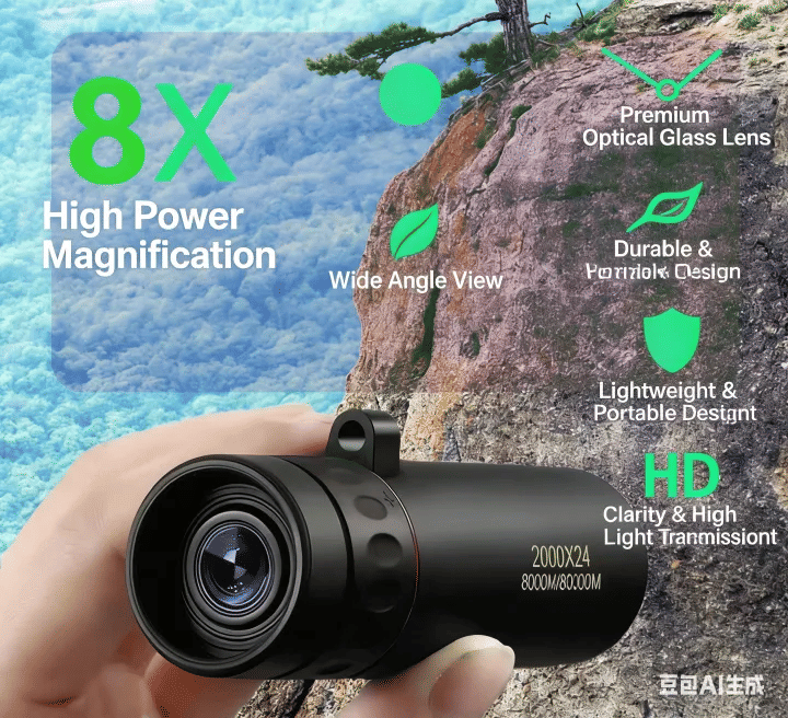 10x HD Monocular Telescope 3-Piece Set Smartphone Compatible with Phone Clip & Tripod Waterproof Pocket Scope for Hunting Camping Bird Watching Travel
