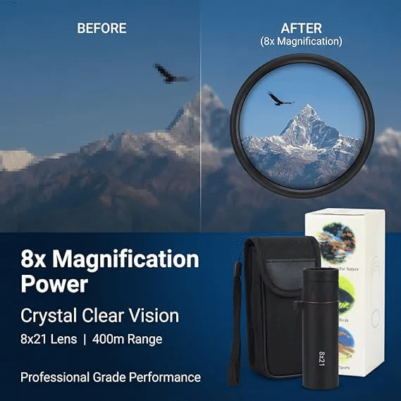 10x HD Monocular Telescope 3-Piece Set Smartphone Compatible with Phone Clip & Tripod Waterproof Pocket Scope for Hunting Camping Bird Watching Travel