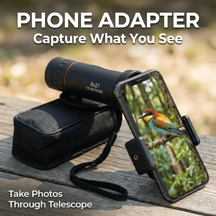 10x HD Monocular Telescope 3-Piece Set Smartphone Compatible with Phone Clip & Tripod Waterproof Pocket Scope for Hunting Camping Bird Watching Travel