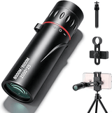 10x HD Monocular Telescope 3-Piece Set Smartphone Compatible with Phone Clip & Tripod Waterproof Pocket Scope for Hunting Camping Bird Watching Travel