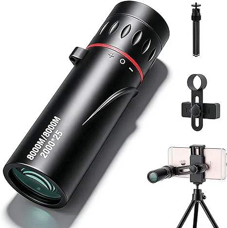 10x HD Monocular Telescope 3-Piece Set Smartphone Compatible with Phone Clip & Tripod Waterproof Pocket Scope for Hunting Camping Bird Watching Travel