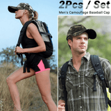 Camouflage 2pc Baseball Caps Adjustable Breathable Six-Panel Outdoor Hat