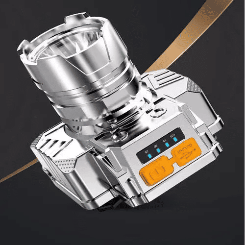 LED Headlight Strong Light USB Charging Mining Lamp for Outdoor Fishing Silver