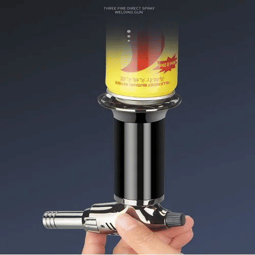Refillable Metal High Temperature Three Flame Direct Spray Gun Welding Torch Windproof Lighter