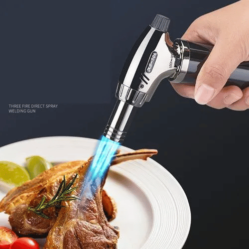 Refillable Metal High Temperature Three Flame Direct Spray Gun Welding Torch Windproof Lighter