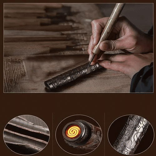 Nature Ebony Dragon USB Rechargeable Windproof Folding Lighter