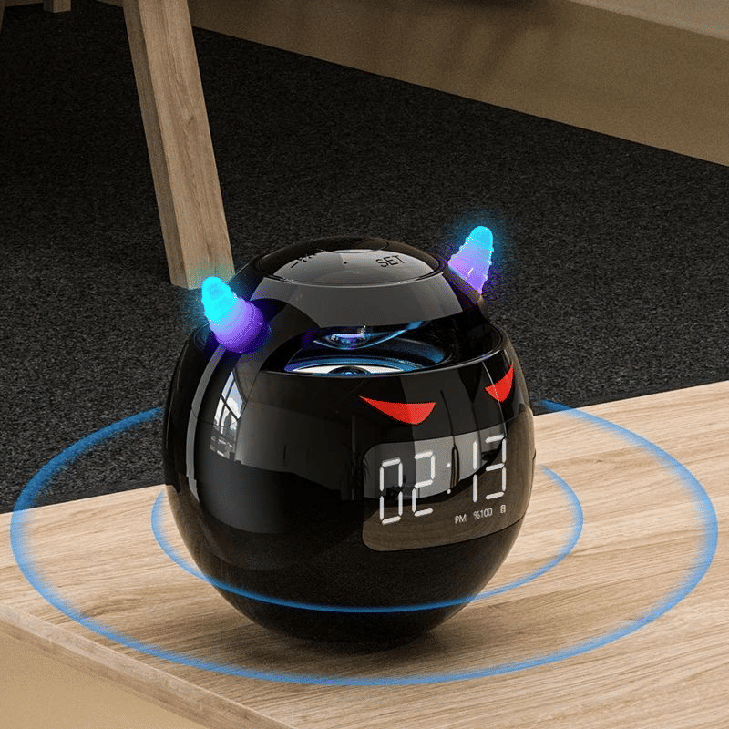 Wireless Bluetooth Speaker, LED Digital Alarm Clock, Music Player, Round Design