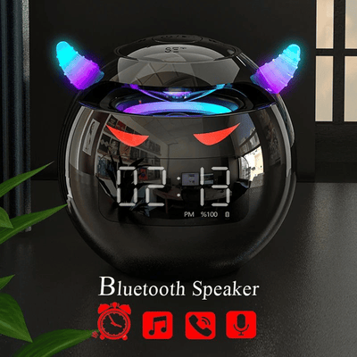 Wireless Bluetooth Speaker, LED Digital Alarm Clock, Music Player, Round Design