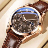 Men's 5-Piece Quartz Watch and Bracelet Set with Calendar Function