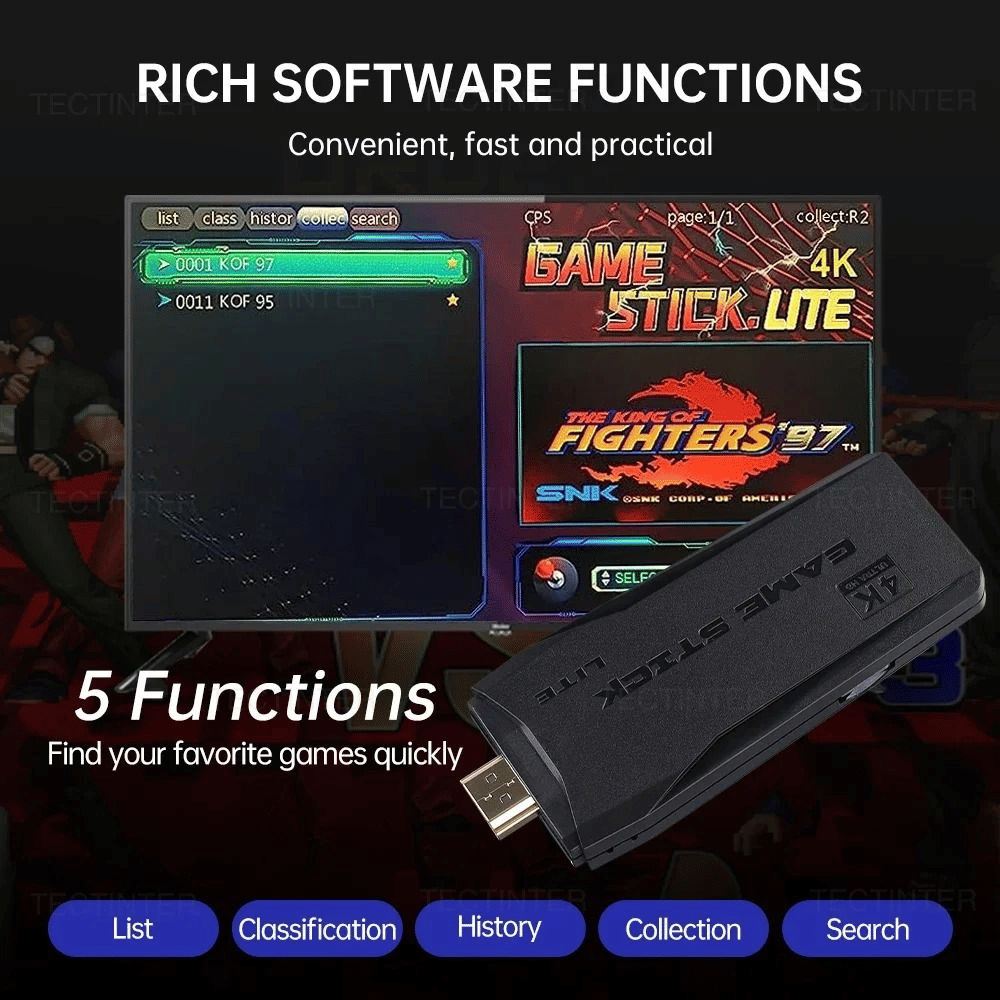 4K HD Retro Video Game Console Stick: 64GB Storage, 20000+ Classic Games
