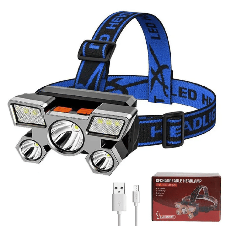 5 LED Headlamp Rechargeable Head Flashlight for Camping Hiking Fishing Hunting