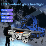 5 LED Headlamp Rechargeable Head Flashlight for Camping Hiking Fishing Hunting