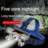 5 LED Headlamp Rechargeable Head Flashlight for Camping Hiking Fishing Hunting