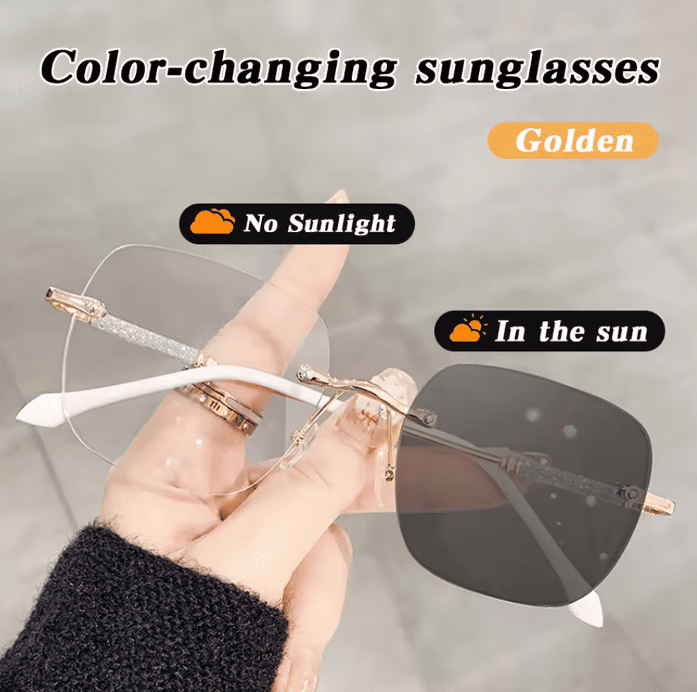 Fashion Rimless Photochromic Anti-Blue Light Computer Glasses