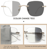 Fashion Rimless Photochromic Anti-Blue Light Computer Glasses
