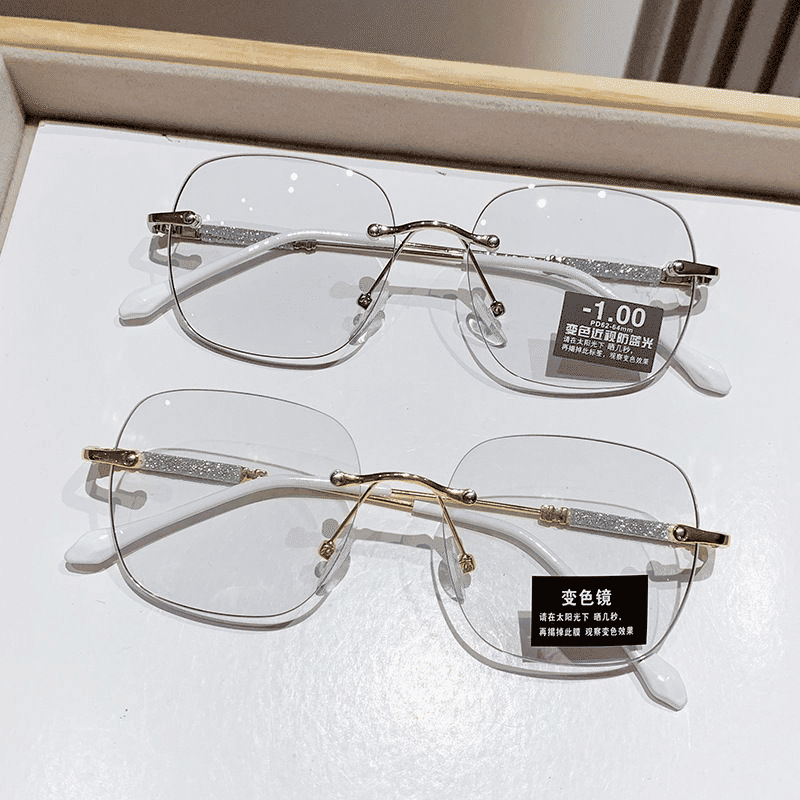 Fashion Rimless Photochromic Anti-Blue Light Computer Glasses