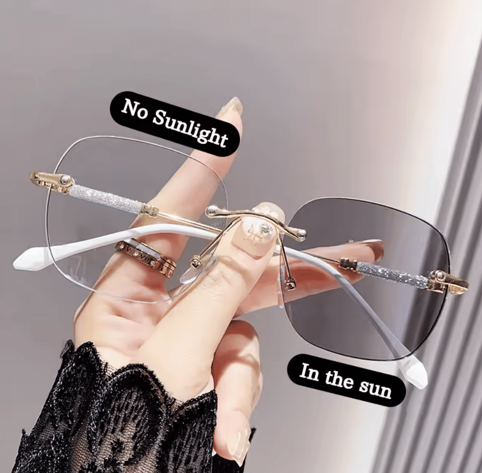 Fashion Rimless Photochromic Anti-Blue Light Computer Glasses
