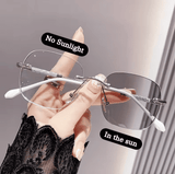 Fashion Rimless Photochromic Anti-Blue Light Computer Glasses
