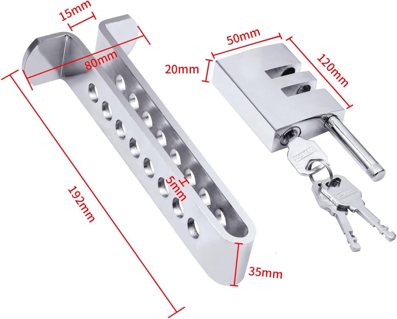 Generic 8-Hole Anti-Theft Stainless Steel Clutch Brake Pedal Lock Silver