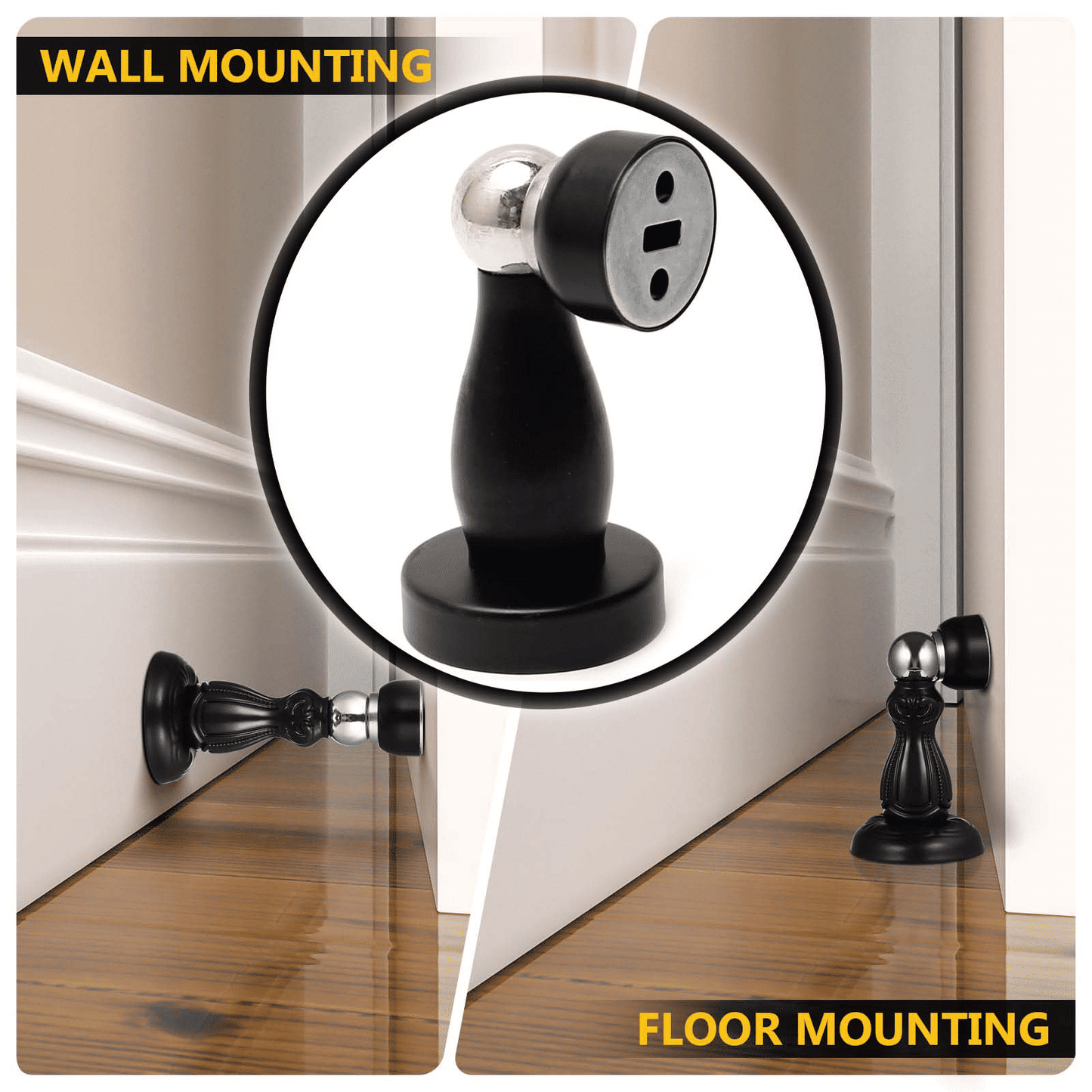 Magnetic Stainless Steel Door Stopper Brushed Black Heavy Duty