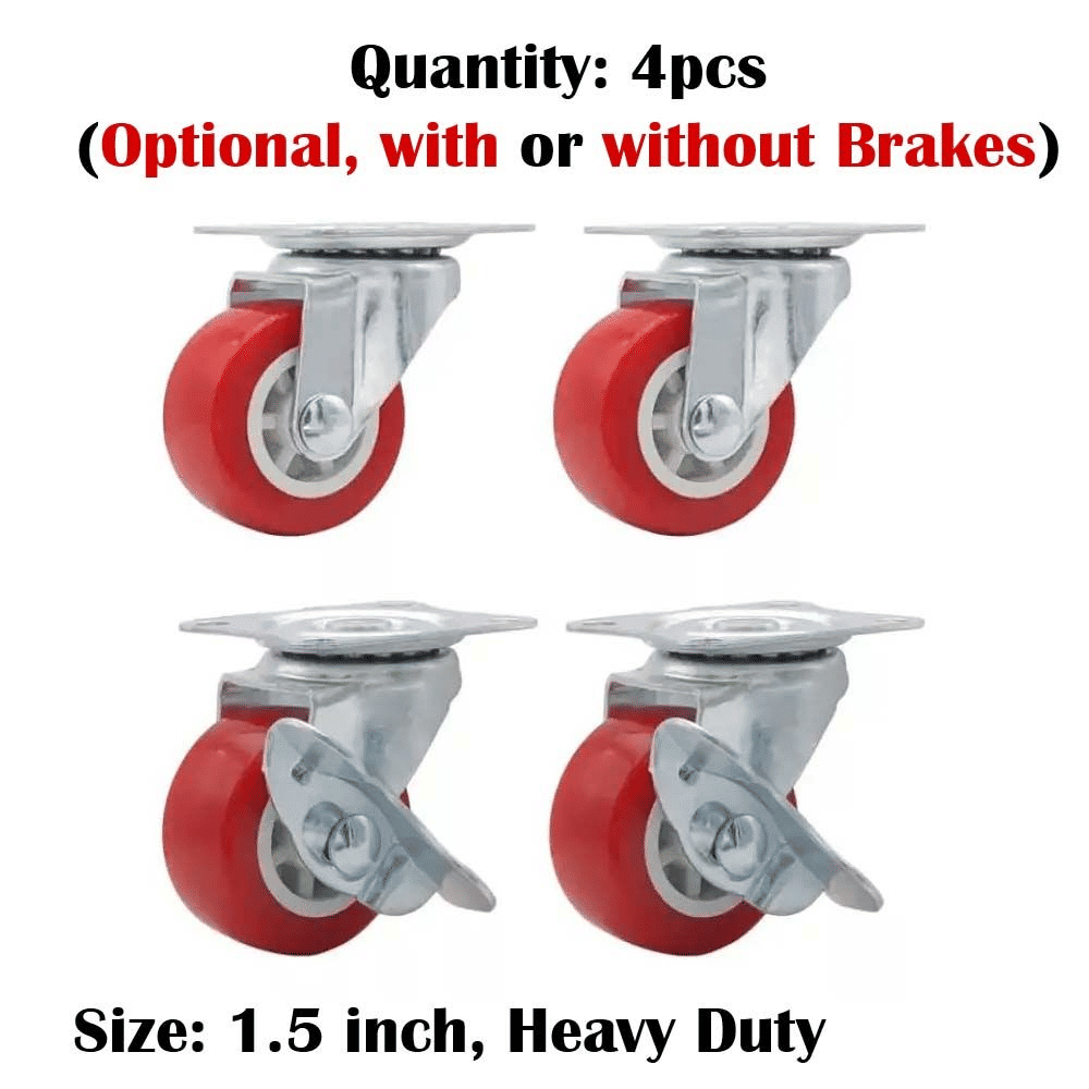 4pcs Industrial PVC Castor Wheels 1.5in Heavy Duty Swivel Plate