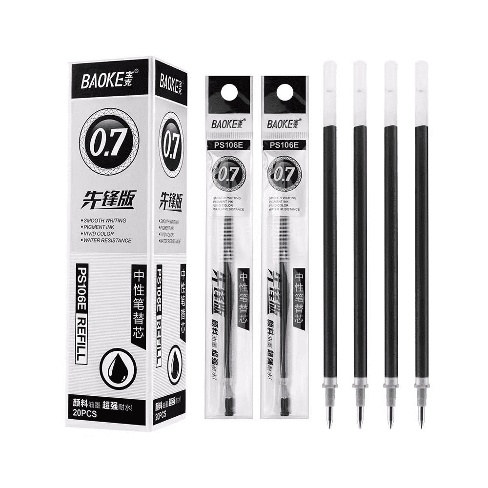 Baoke 0.7mm Gel Ink Pen Refills 20 Pieces Black