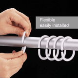 Bathlux Shower Curtain Rings C-Shaped Plastic Hooks 12 Pack Gray