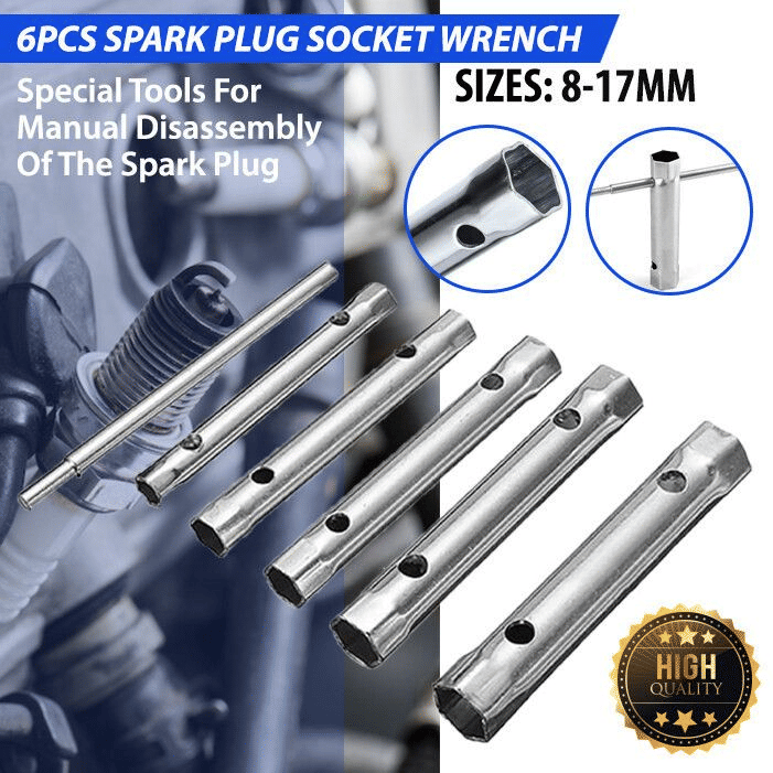 6Pcs Spark Plug Wrench Dual-Ended Plumbers Socket Spanner Set