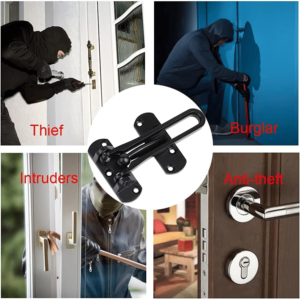 Anti-Theft Lock Buckle Door Safety Latch Matte Black