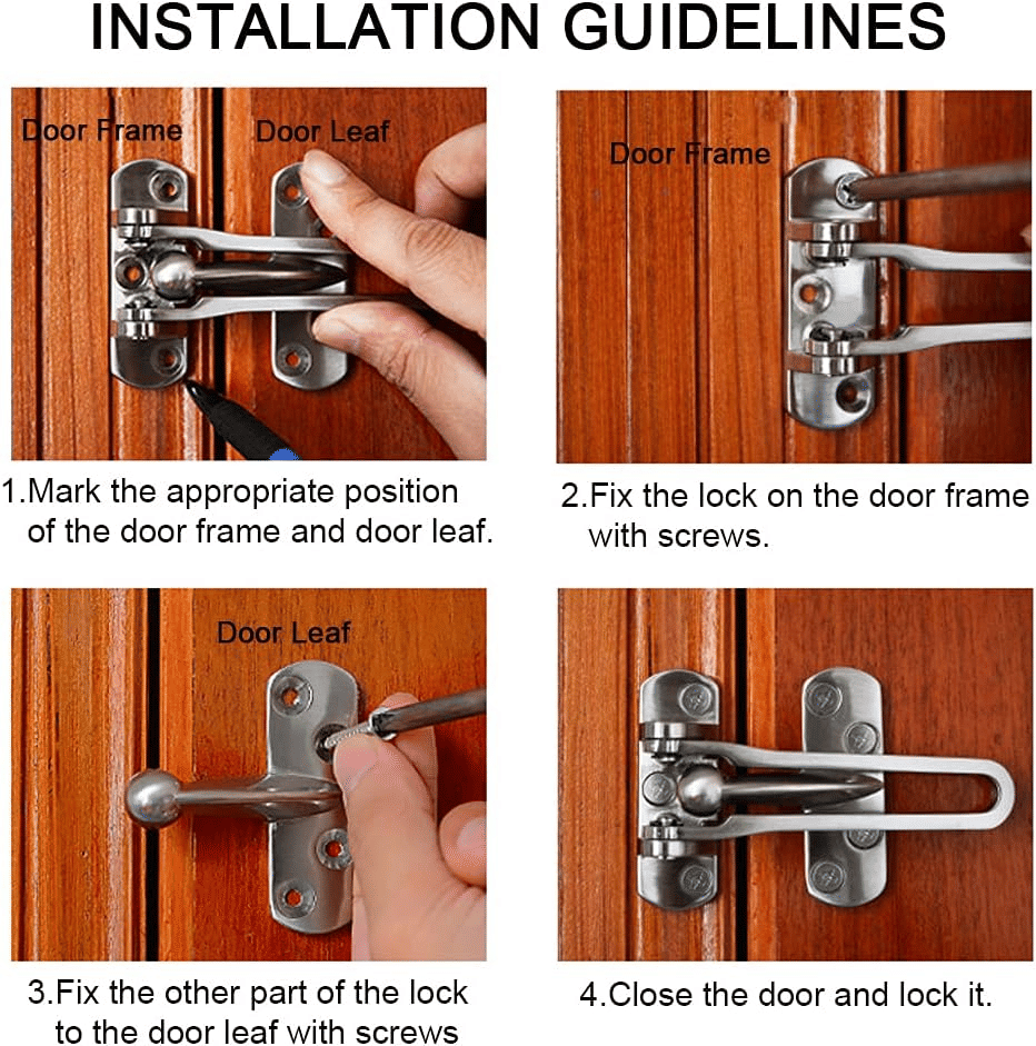 Anti-Theft Lock Buckle Door Safety Latch Matte Black