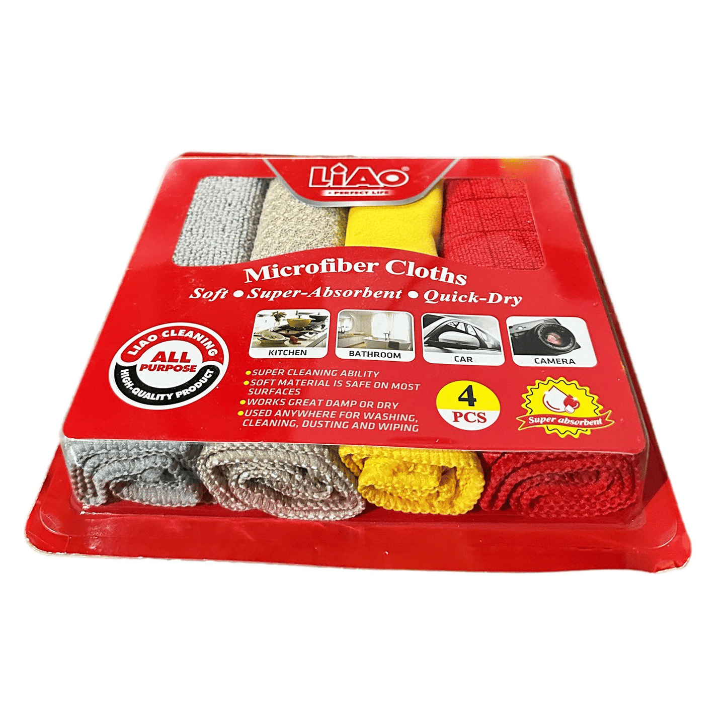 Liao G130020 Microfiber Cleaning Cloths Super Absorbent 4pcs 30x30cm