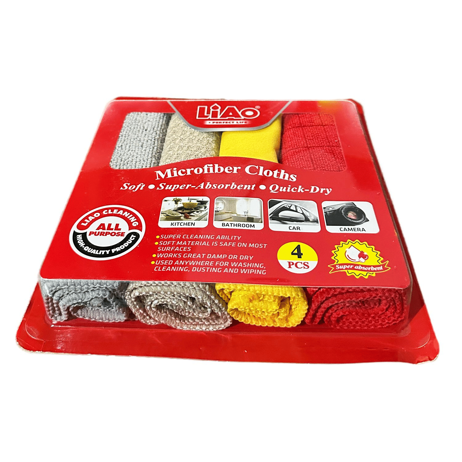 Liao G130020 Microfiber Cleaning Cloths Super Absorbent 4pcs 30x30cm