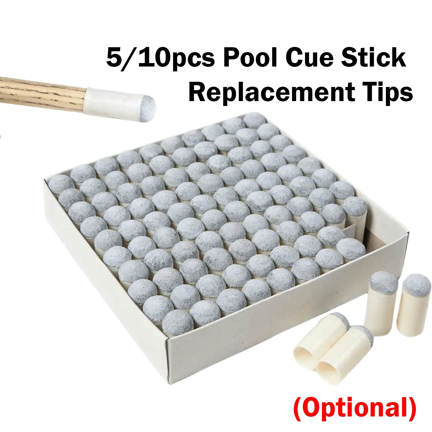 Generic Pool Cue Stick Replacement Tips Slip-On PU Leather Pack