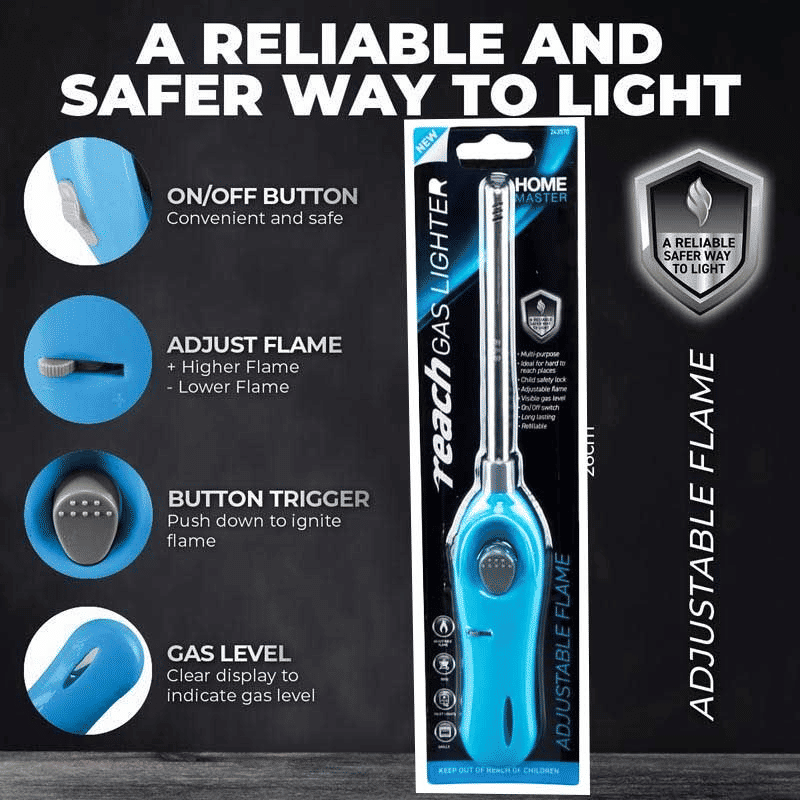 Home Master Gas Lighter Reach Head 27cm Refillable Kitchen BBQ
